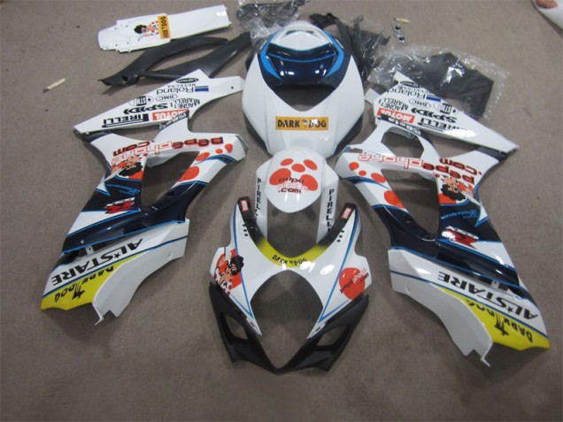 Custom 2007-2008 White Blue Dark Dog Suzuki GSXR1000 Bike Fairing Custom 2007-2008 White Blue Dark Dog Suzuki GSXR1000 Bike Fairing