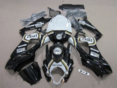 Custom 2007-2008 Black Lucky Strike White Motul Suzuki GSXR1000 Bike Fairing Kit