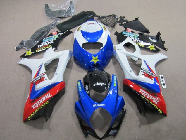 Custom 2007-2008 Blue White Rockstar Suzuki GSXR1000 Motorcycle Bodywork Custom 2007-2008 Blue White Rockstar Suzuki GSXR1000 Motorcycle Bodywork