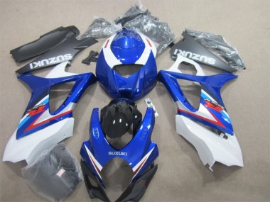 Custom 2007-2008 Blue White Suzuki GSXR1000 Moto Fairings