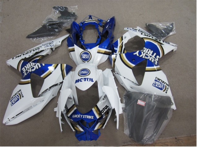 Custom 2009-2016 White Lucky Strike Blue Motul Suzuki GSXR1000 Motorcylce Fairings Custom 2009-2016 White Lucky Strike Blue Motul Suzuki GSXR1000 Motorcylce Fairings