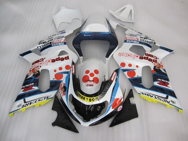 Custom 2001-2003 White Blue Dark Dog Suzuki GSXR600 Bike Fairings Custom 2001-2003 White Blue Dark Dog Suzuki GSXR600 Bike Fairings