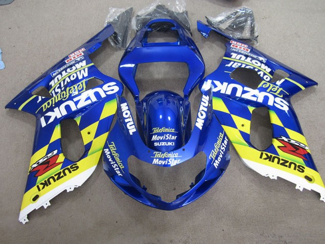 Custom 2001-2003 Blue Yellow Telefumia Movistar Suzuki GSXR600 Motor Bike Fairings Custom 2001-2003 Blue Yellow Telefumia Movistar Suzuki GSXR600 Motor Bike Fairings