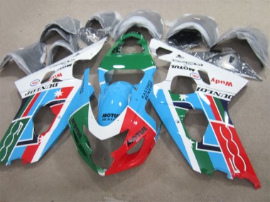 Custom 2004-2005 Blue Green Red Motul Suzuki GSXR600 Motorcycle Fairing