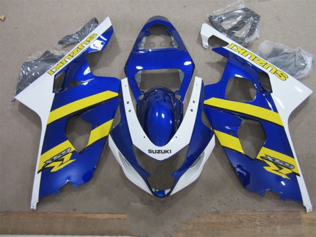 Custom 2004-2005 Blue White Yellow Suzuki GSXR600 Replacement Motorcycle Fairings Custom 2004-2005 Blue White Yellow Suzuki GSXR600 Replacement Motorcycle Fairings