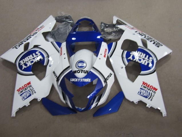 Aftermarket 2004-2005 Blue White Lucky Strike Motul Suzuki GSXR600 Moto Fairings