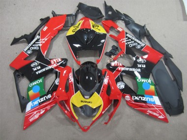 Custom 2006-2007 Black Red Yellow Jomo Suzuki GSXR600 Bike Fairings