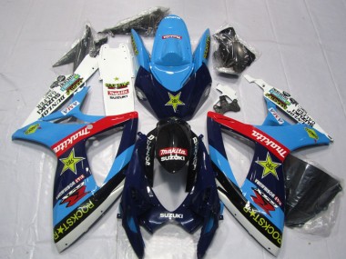 Aftermarket 2006-2007 Blue White Rockstar Makita Suzuki GSXR600 Motor Bike Fairings