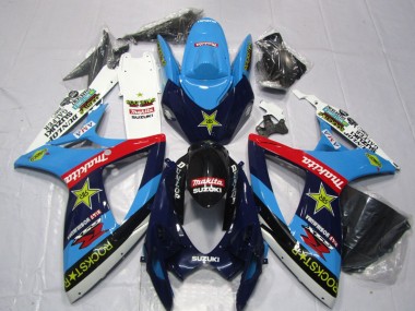 Custom 2006-2007 Blue White Rockstar Makita Suzuki GSXR600 Motor Bike Fairings