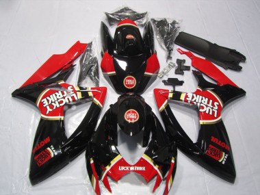 Aftermarket 2006-2007 Black Red Lucky Strike Motul Suzuki GSXR600 Bike Fairing Kit