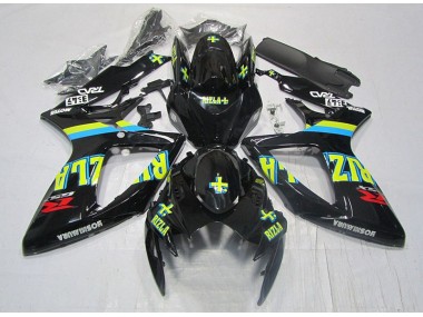 Aftermarket 2006-2007 Black Yellow Rizla Suzuki GSXR600 Moto Fairings