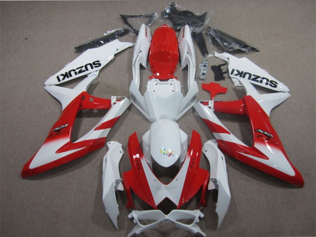 Custom 2008-2010 White Red Suzuki GSXR600 Motorcyle Fairings Custom 2008-2010 White Red Suzuki GSXR600 Motorcyle Fairings