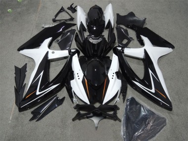 Custom 2008-2010 Black White Suzuki GSXR600 Bike Fairings