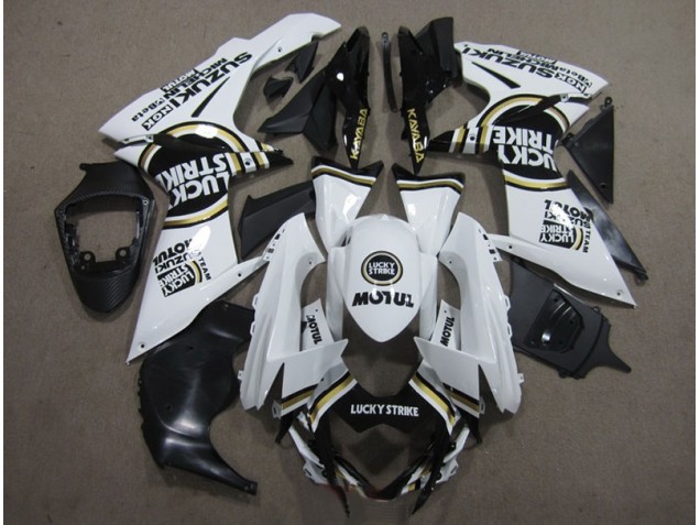 Custom 2011-2021 White Lucky Strike Black Motul Suzuki GSXR600 Motorcycle Bodywork Custom 2011-2021 White Lucky Strike Black Motul Suzuki GSXR600 Motorcycle Bodywork