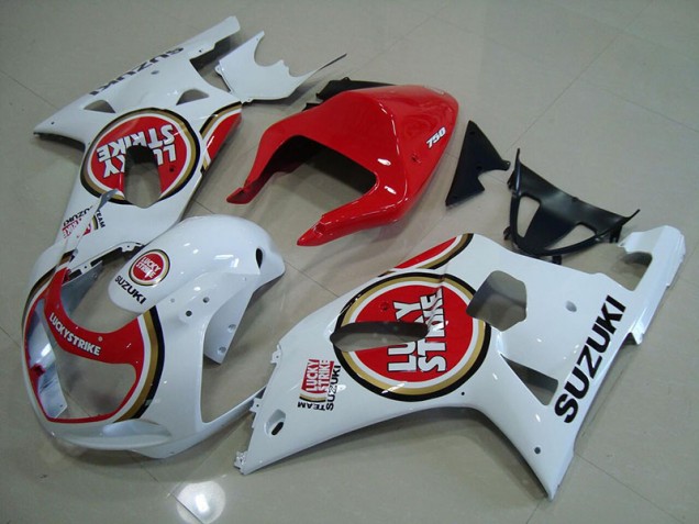 Aftermarket 2001-2003 Red White Lucky Strike Suzuki GSXR750 Motorcyle Fairings