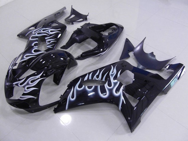 Custom 2001-2003 Blue White Flame Suzuki GSXR750 Motor Fairings