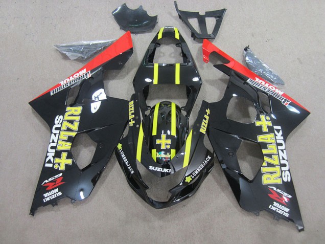 Aftermarket 2004-2005 Black Yellow Rizla Suzuki GSXR750 Bike Fairing