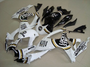 Custom 2006-2007 White Lucky Strike Black Motul Suzuki GSXR750 Motorcycle Fairings Kit