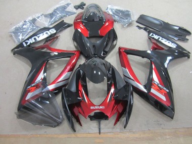 Custom 2006-2007 Black Red Suzuki GSXR750 Motorcycle Fairing