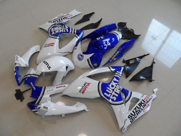 Custom 2006-2007 Blue White Lucky Strike Motul 34 Suzuki GSXR750 Motorcycle Fairing Kit Custom 2006-2007 Blue White Lucky Strike Motul 34 Suzuki GSXR750 Motorcycle Fairing Kit