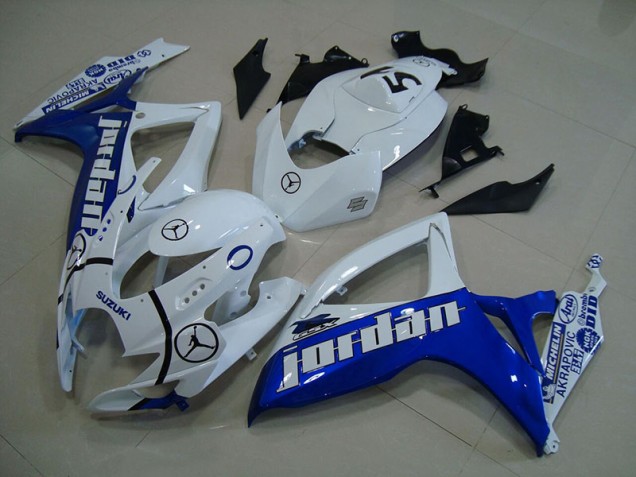 Custom 2006-2007 Blue White Jordan Suzuki GSXR750 Motorcycle Fairings Kits Custom 2006-2007 Blue White Jordan Suzuki GSXR750 Motorcycle Fairings Kits