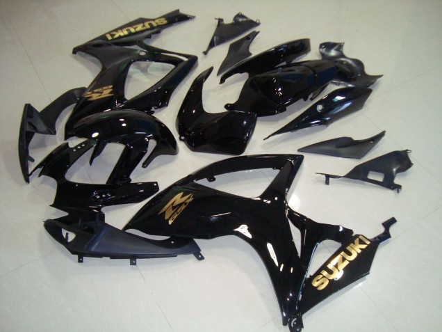 Aftermarket 2006-2007 Black Gold Decal Suzuki GSXR750 Motorcyle Fairings