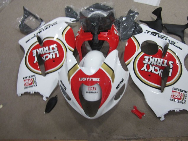 Aftermarket 1996-2007 White Lucky Strike Motul Suzuki GSXR1300 Hayabusa Motorcycle Fairings Kit