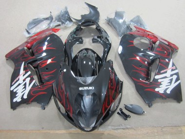 Aftermarket 1996-2007 Black Red Flame Suzuki GSXR1300 Hayabusa Motorcylce Fairings