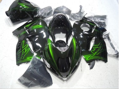 Custom 1996-2007 Black Green Suzuki GSXR1300 Hayabusa Bike Fairing