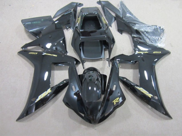 Aftermarket 2002-2003 Black with Gold Decal Yamaha YZF R1 Motorbike Fairing