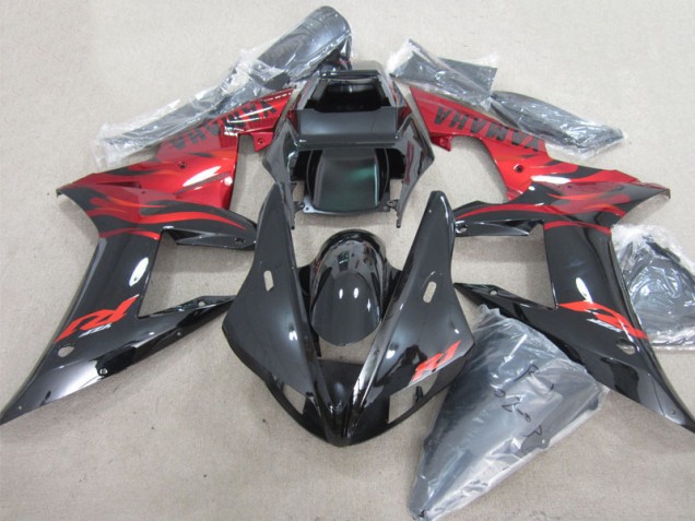 Custom 2002-2003 Black Red Decal Yamaha YZF R1 Motor Bike Fairings Custom 2002-2003 Black Red Decal Yamaha YZF R1 Motor Bike Fairings