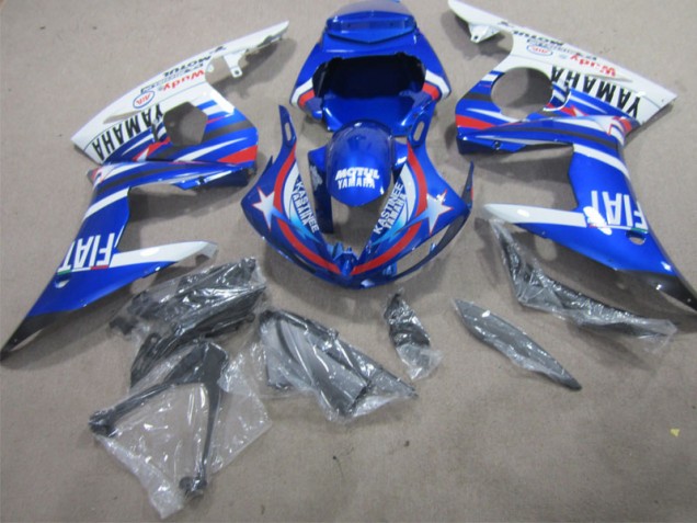 Custom 2002-2003 Blue White Motul Fiat Yamaha YZF R1 Moto Fairings Custom 2002-2003 Blue White Motul Fiat Yamaha YZF R1 Moto Fairings