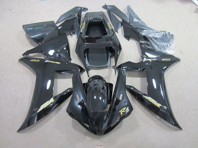Custom 2002-2003 Black Gold Decal Yamaha YZF R1 Motorcyle Fairings Custom 2002-2003 Black Gold Decal Yamaha YZF R1 Motorcyle Fairings