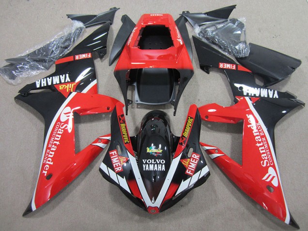 Custom 2004-2006 Red Black White Santander Yamaha YZF R1 Motorbike Fairings Custom 2004-2006 Red Black White Santander Yamaha YZF R1 Motorbike Fairings