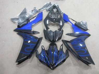 Custom 2007-2008 Black Blue Flame Yamaha YZF R1 Motorcycle Fairing