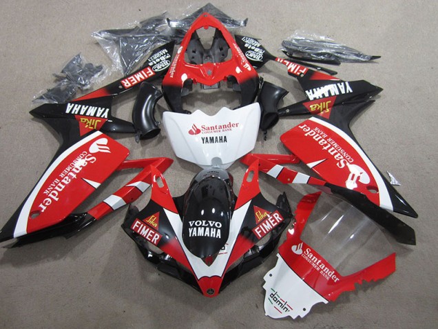 Custom 2007-2008 Black Red White Santander Yamaha YZF R1 Motorbike Fairing Kits Custom 2007-2008 Black Red White Santander Yamaha YZF R1 Motorbike Fairing Kits