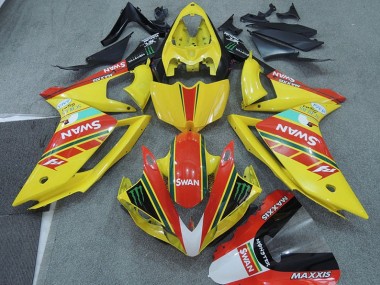 Custom 2007-2008 Yellow Red Swan Yamaha YZF R1 Moto Fairings