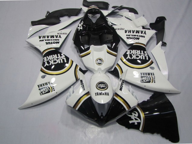Custom 2009-2011 Black White Lucky Strike Yamaha YZF R1 Motorcycle Fairings Kits Custom 2009-2011 Black White Lucky Strike Yamaha YZF R1 Motorcycle Fairings Kits