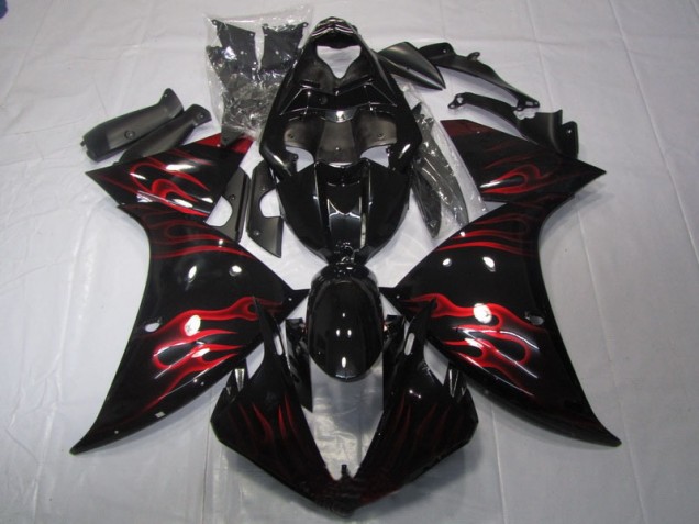 Custom 2009-2011 Black Red Flame Yamaha YZF R1 Motor Fairings Custom 2009-2011 Black Red Flame Yamaha YZF R1 Motor Fairings