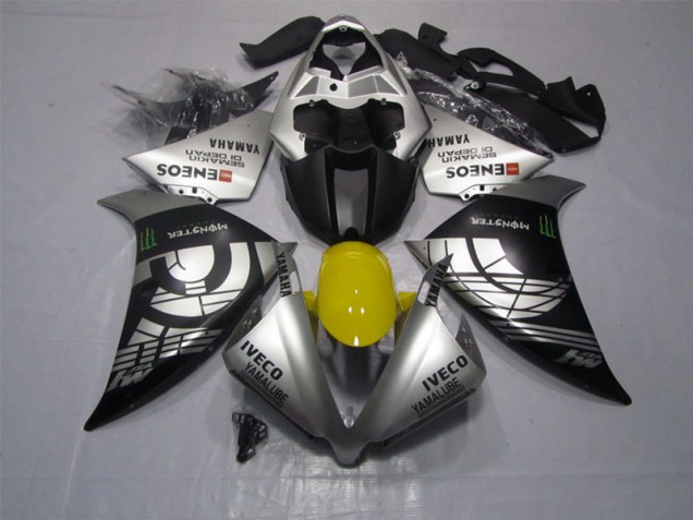 Custom 2012-2014 Black Silver Iveco Yamalube Monster Yamaha YZF R1 Motor Bike Fairings Custom 2012-2014 Black Silver Iveco Yamalube Monster Yamaha YZF R1 Motor Bike Fairings