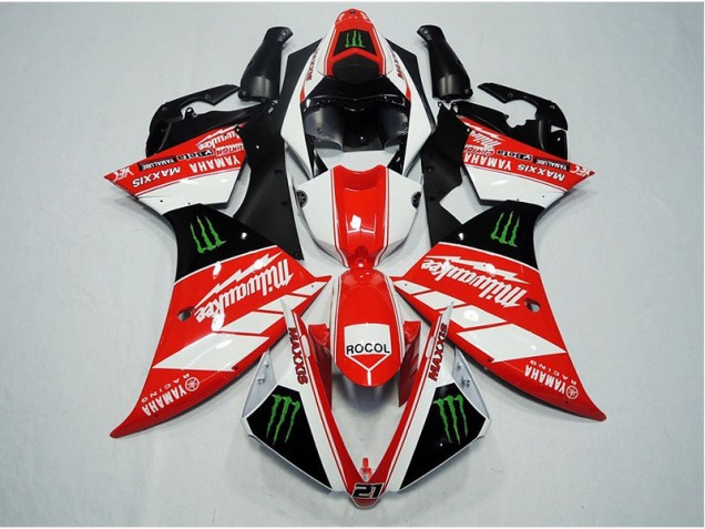 Custom 2012-2014 Red White Rocol Yamaha YZF R1 Replacement Motorcycle Fairings