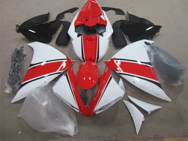 Custom 2012-2014 Red White Yamaha YZF R1 Bike Fairing Kit