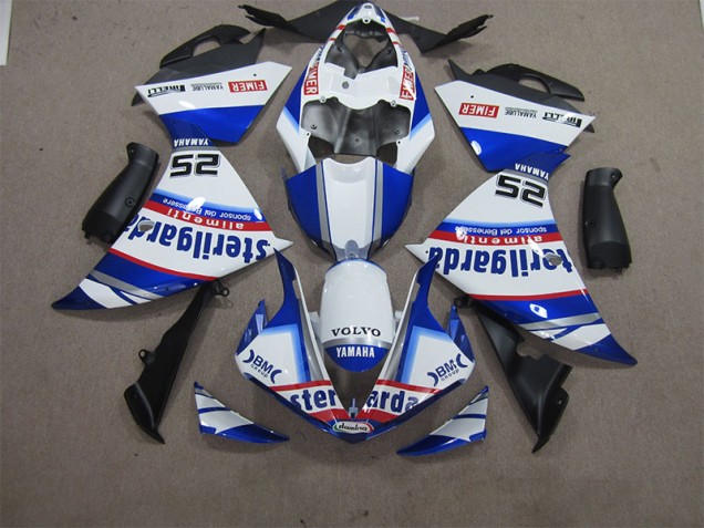 Custom 2012-2014 White Blue Volvo Sterilgarda 25 Yamaha YZF R1 Motorcycle Fairings Kit Custom 2012-2014 White Blue Volvo Sterilgarda 25 Yamaha YZF R1 Motorcycle Fairings Kit