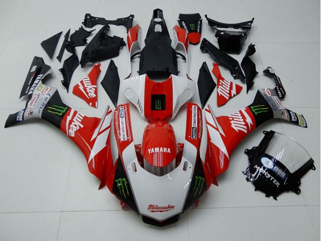 Custom 2015-2019 Red White Monster Yamaha YZF R1 Moto Fairings Custom 2015-2019 Red White Monster Yamaha YZF R1 Moto Fairings