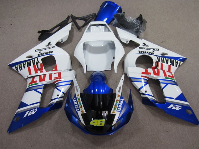 Custom 1998-2002 White Blue Fiat 46 Yamaha YZF R6 Motorcycle Fairings Kits Custom 1998-2002 White Blue Fiat 46 Yamaha YZF R6 Motorcycle Fairings Kits