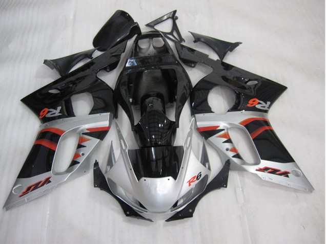Custom 1998-2002 Black Silver Yamaha YZF R6 Motorcycle Fairing Kit Custom 1998-2002 Black Silver Yamaha YZF R6 Motorcycle Fairing Kit