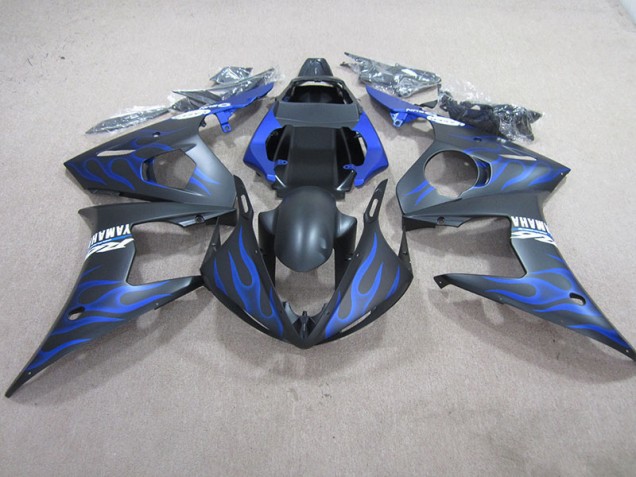 Custom 2003-2005 Black Blue Flame Yamaha YZF R6 Moto Fairings Custom 2003-2005 Black Blue Flame Yamaha YZF R6 Moto Fairings