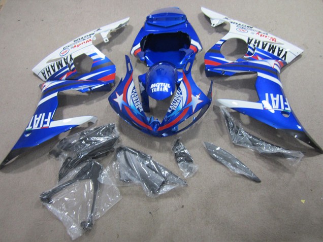 Custom 2003-2005 Blue White Motul Fiat Yamaha YZF R6 Motorcylce Fairings Custom 2003-2005 Blue White Motul Fiat Yamaha YZF R6 Motorcylce Fairings