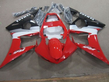 Custom 2003-2005 Red White Yamaha YZF R6 Motorcycle Fairings