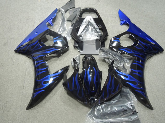 Custom 2003-2005 Black Blue Flame Yamaha YZF R6 Bike Fairings Custom 2003-2005 Black Blue Flame Yamaha YZF R6 Bike Fairings